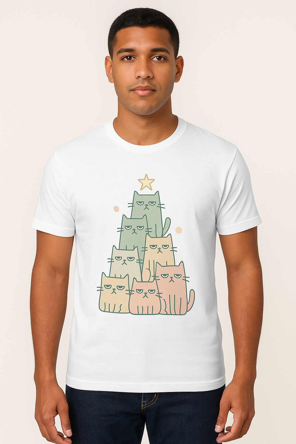 Catmas Tree Tee – Pastel Holiday Edition (Unisex)