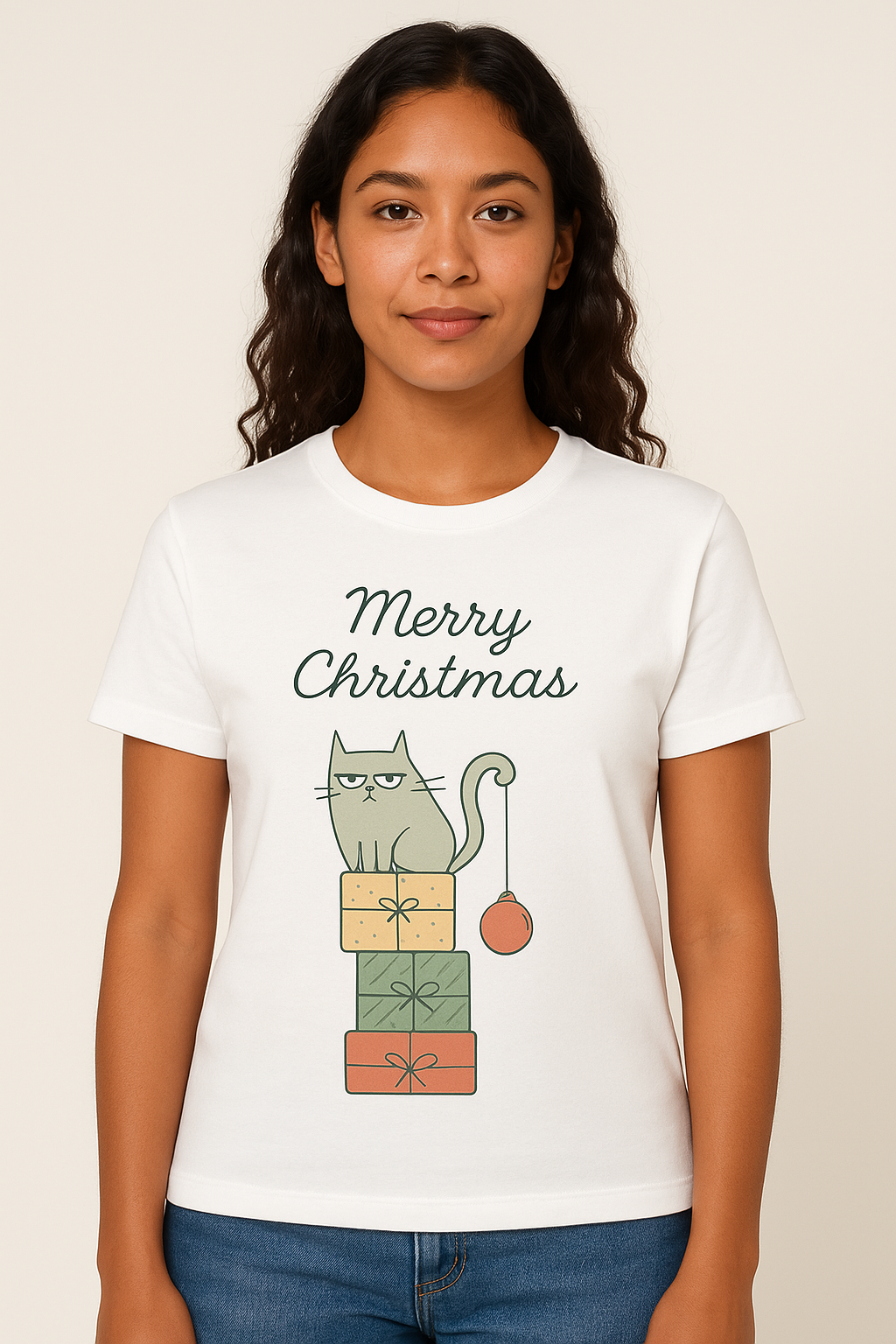 Grumpy Cat Christmas Tee White (Unisex)
