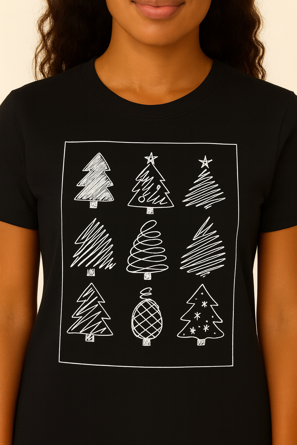 Scribble Xmas Tree Tee Black (Unisex)