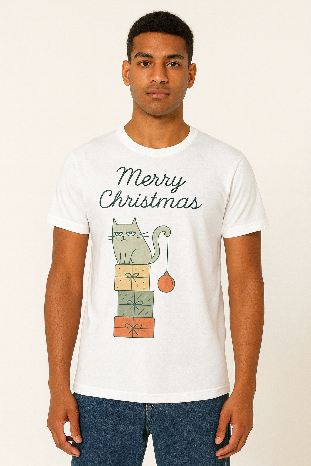 Grumpy Cat Christmas Tee White (Unisex)