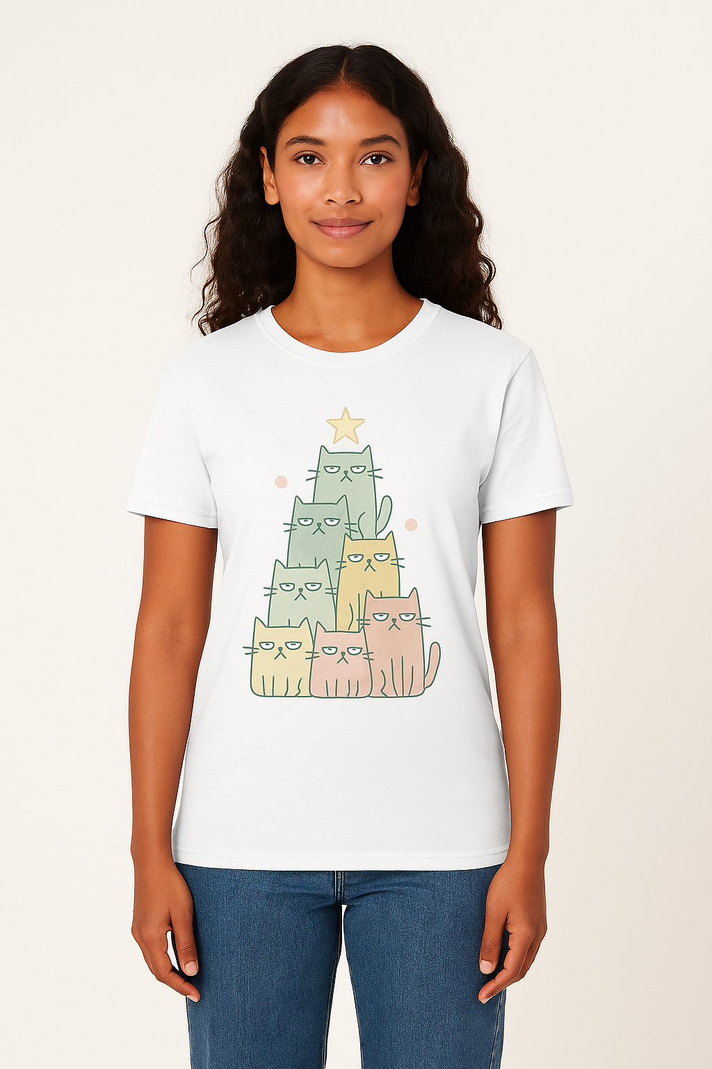 Catmas Tree Tee – Pastel Holiday Edition (Unisex)